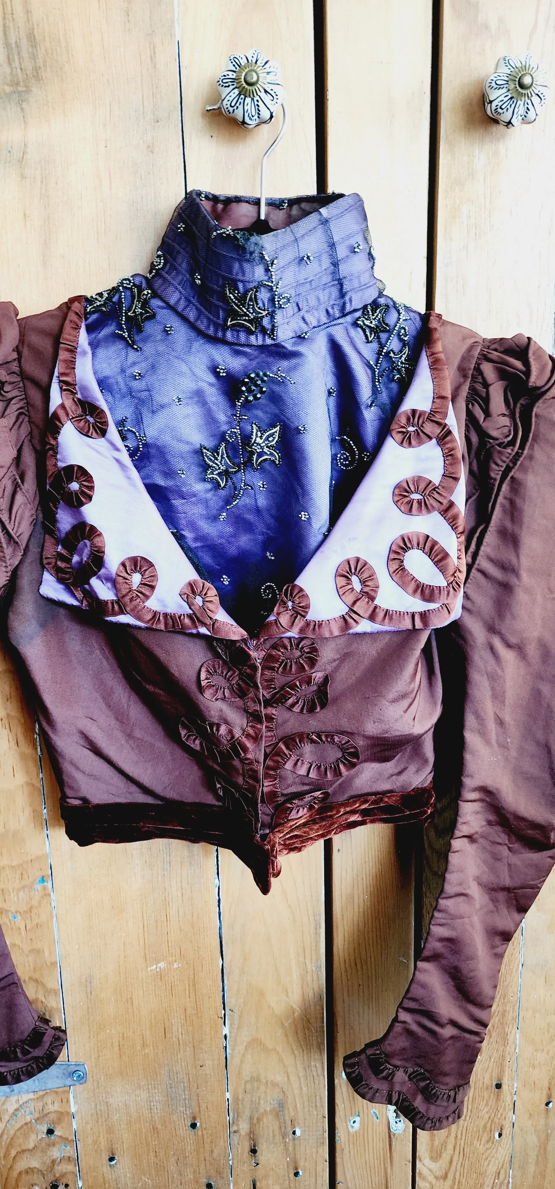 Edwardian Silk Beaded Jacket Brown Purple