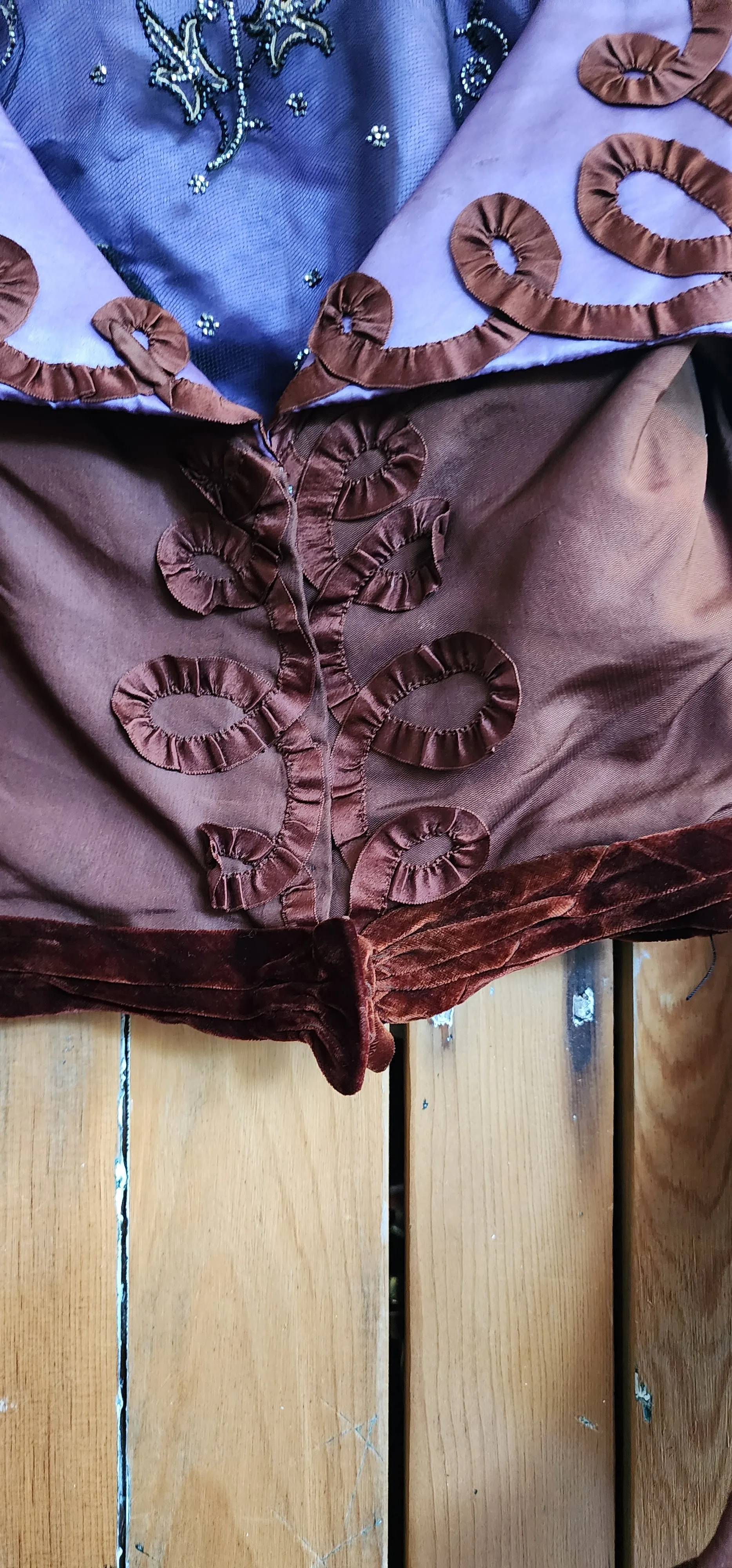Edwardian Silk Beaded Jacket Brown Purple