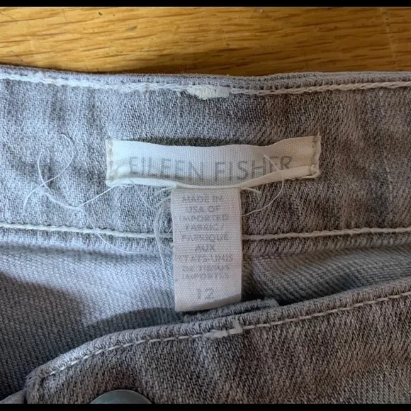 Eileen Fisher light gray organic cotton jeans sz 12, 34460 S16BD