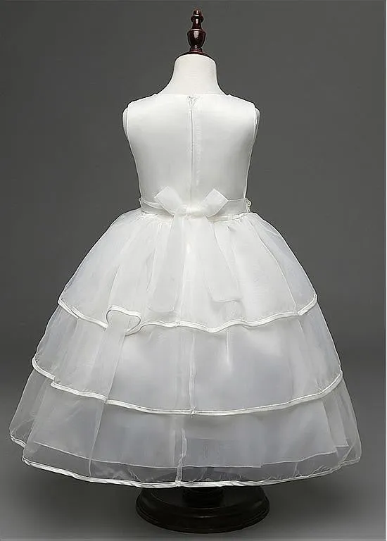 Elegant Tulle Scoop Neckline Ball Gown Flower Girl Dresses With Lace Appliques