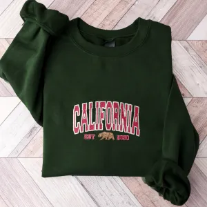 Embroidered California Bear Sweatshirt, California Crewneck Women, California Shirt for Women, California Crewneck, California Gifts