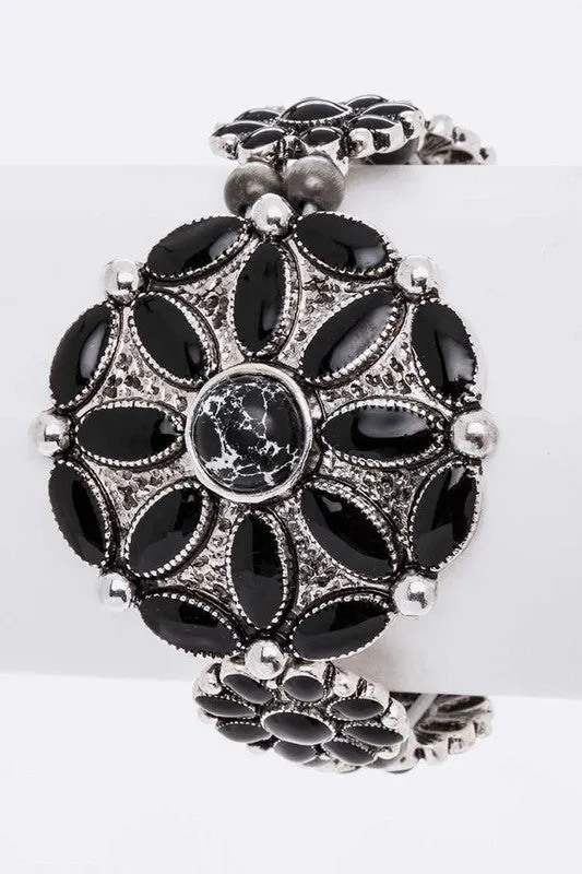 Enamel Flower Western Stretch Bracelet