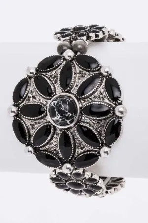 Enamel Flower Western Stretch Bracelet