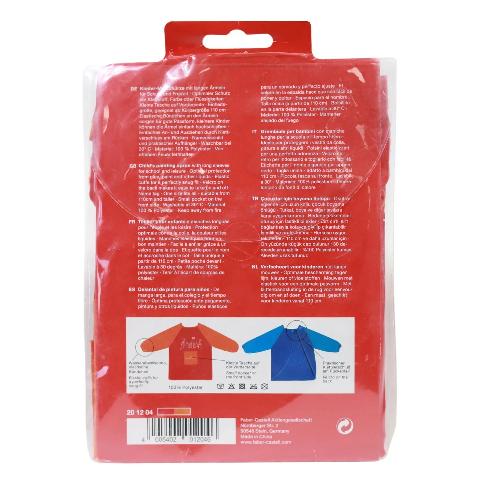 Faber-Castell - Red/Orange Painting Apron For Young Artist