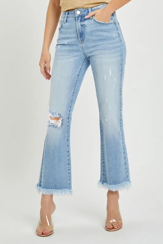 Faith Over Fear Light Wash Flare Risen Jeans