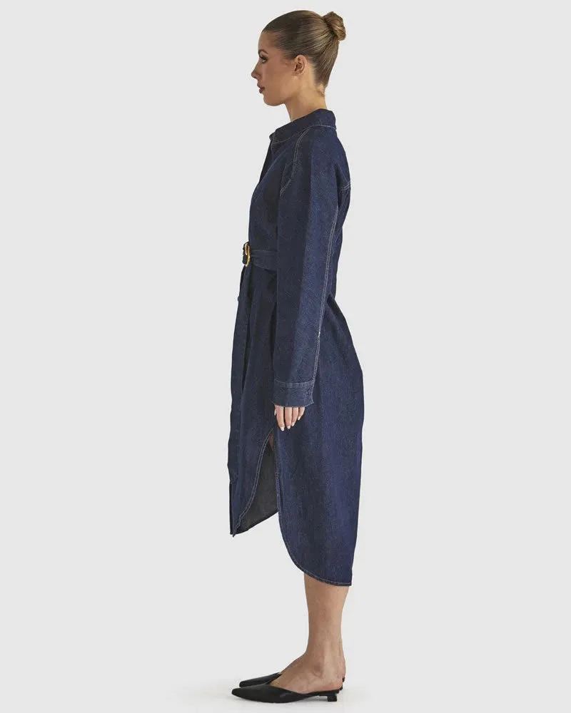 Fate   Becker Soaring Shirt Dress Indigo Wash