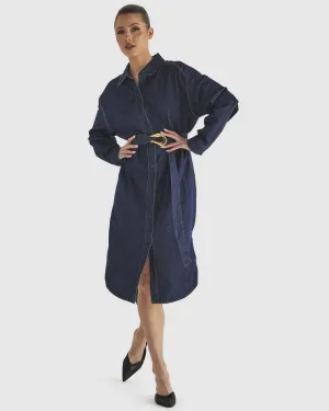 Fate   Becker Soaring Shirt Dress Indigo Wash