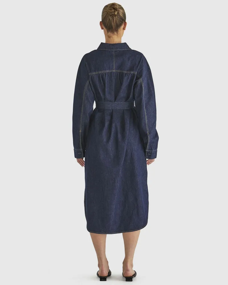 Fate   Becker Soaring Shirt Dress Indigo Wash
