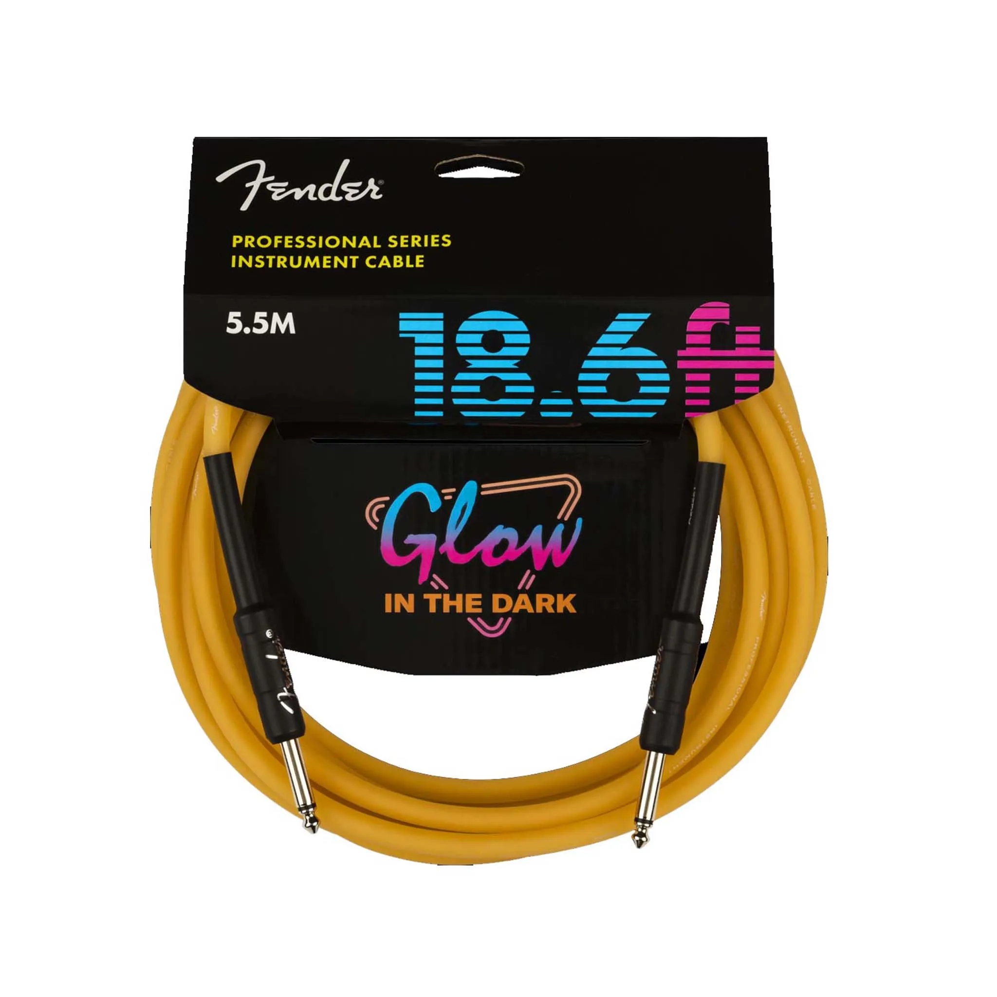 Fender 18.6 FT Professional Series Glow in the Dark Instrument Cable, Orange