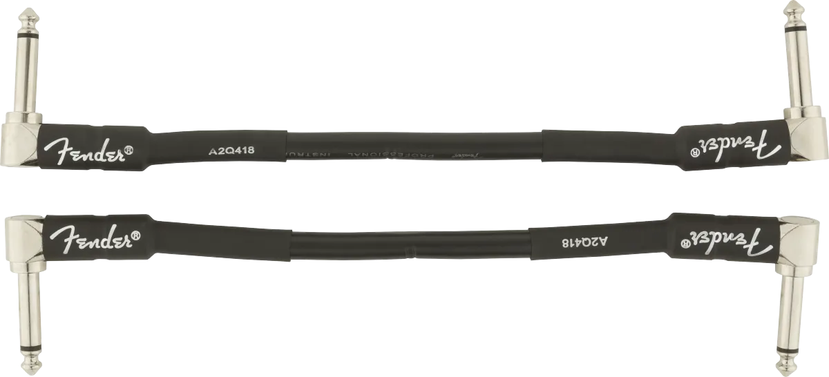 Fender Professional Series Instrument Cable 2-Pack, Angle/Angle, 6", Black