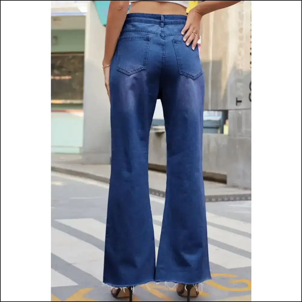 Finally, Jeans that Don’t Judge your Pizza Habit - Chic Distressed Buttoned Magic! 🍕✨