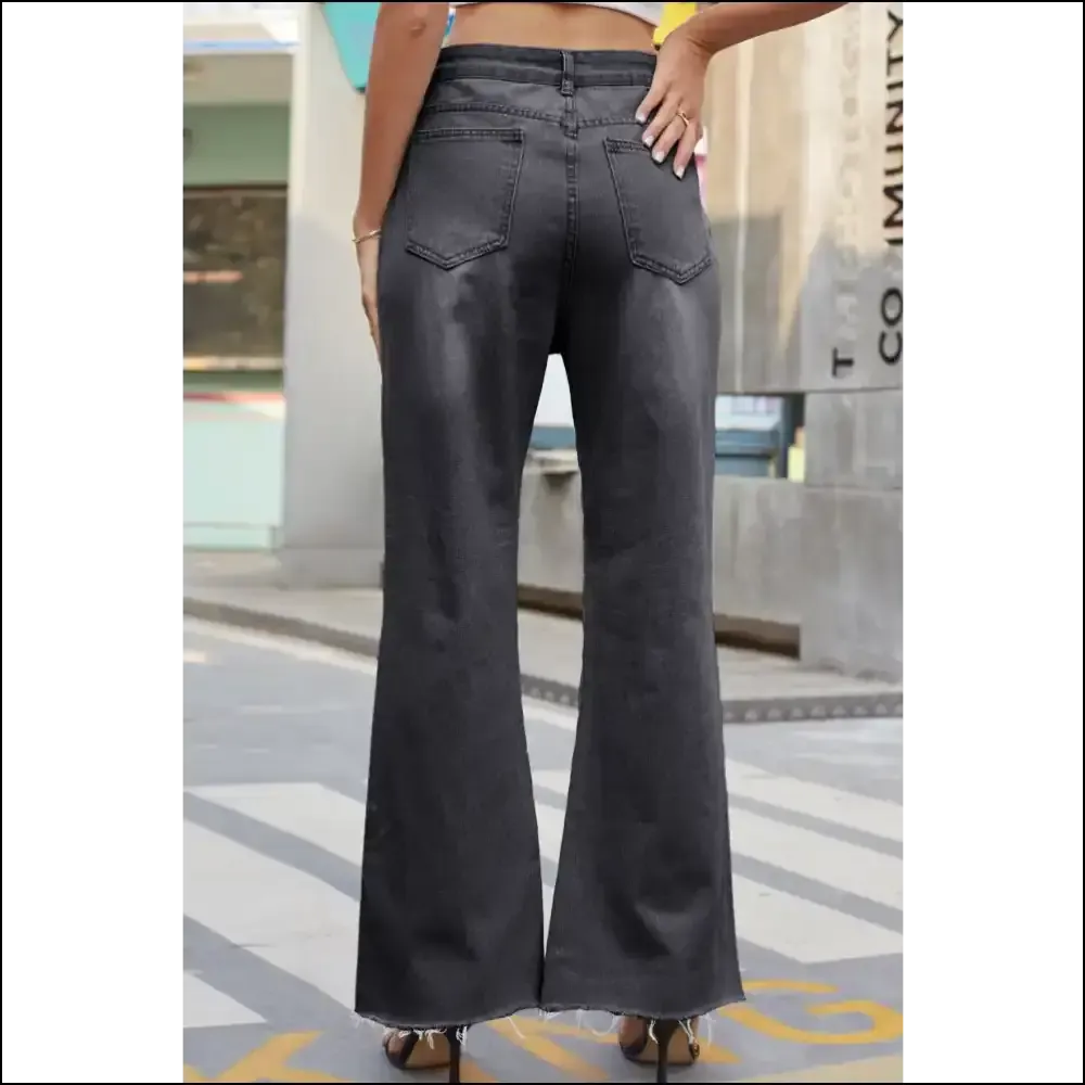 Finally, Jeans that Don’t Judge your Pizza Habit - Chic Distressed Buttoned Magic! 🍕✨
