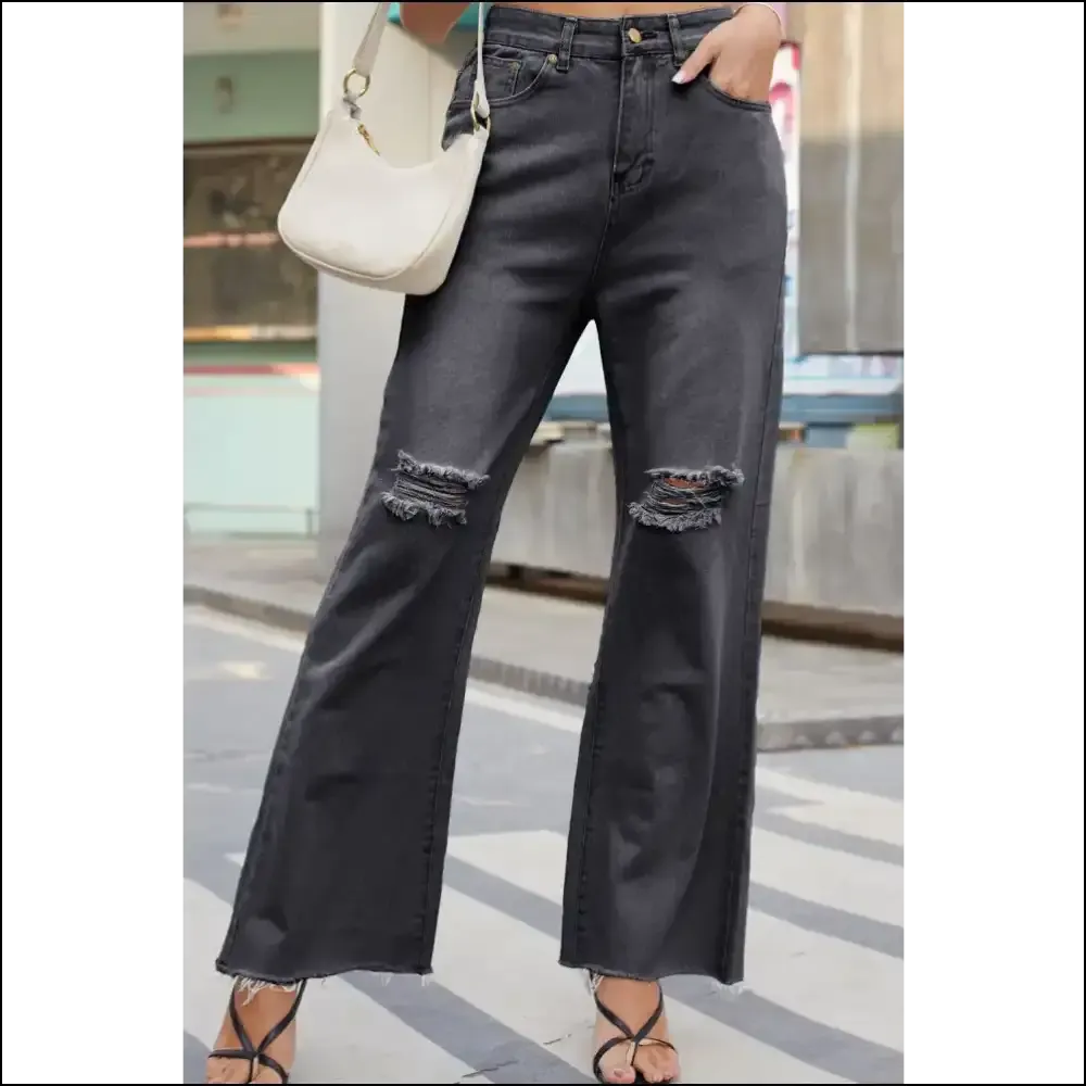 Finally, Jeans that Don’t Judge your Pizza Habit - Chic Distressed Buttoned Magic! 🍕✨