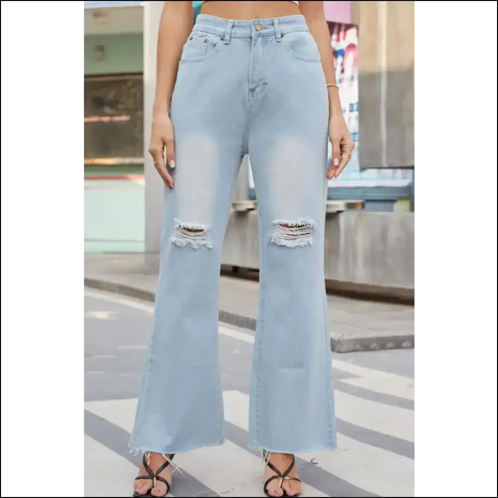Finally, Jeans that Don’t Judge your Pizza Habit - Chic Distressed Buttoned Magic! 🍕✨