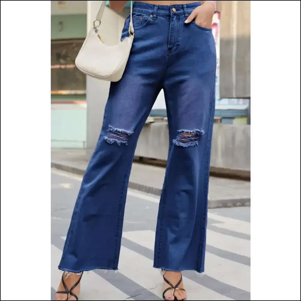 Finally, Jeans that Don’t Judge your Pizza Habit - Chic Distressed Buttoned Magic! 🍕✨