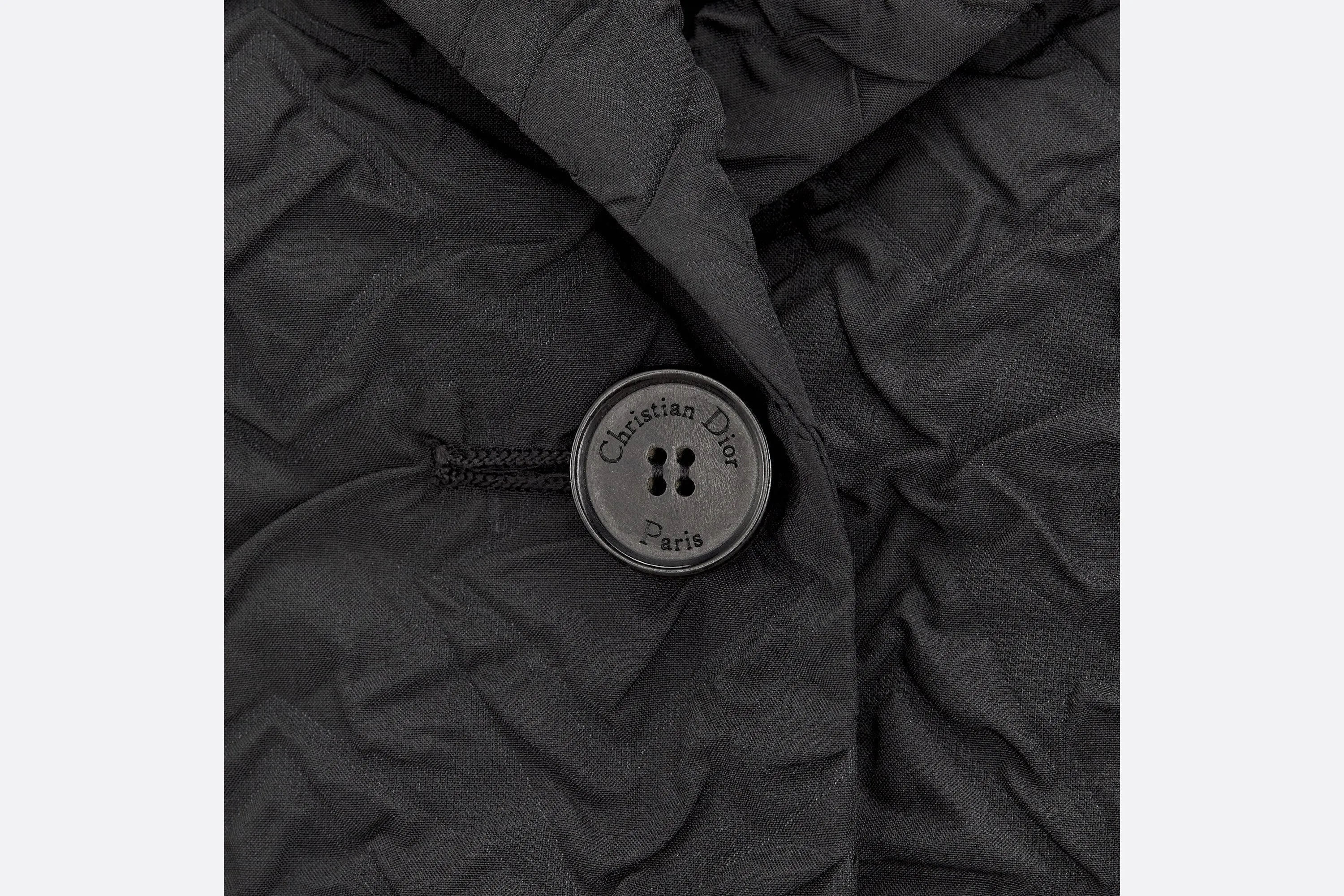 Fitted Jacket • Black Cloqué-Effect Technical Jacquard