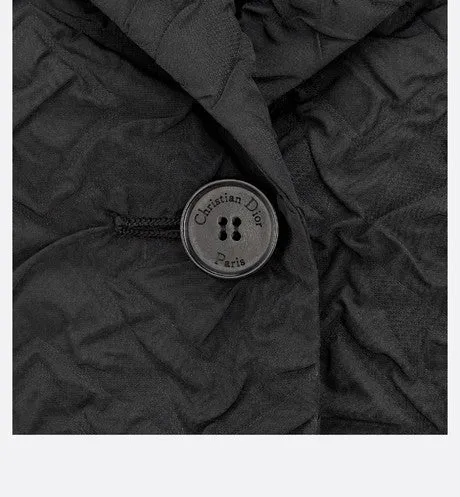 Fitted Jacket • Black Cloqué-Effect Technical Jacquard