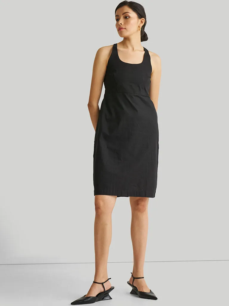 Fitted Knee Length Black Dress