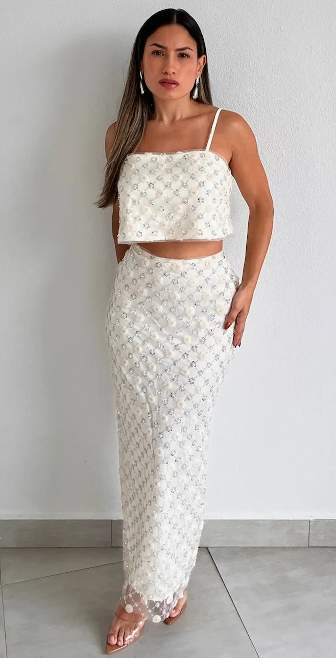 Flower Glam Sequins Two-Piece Set