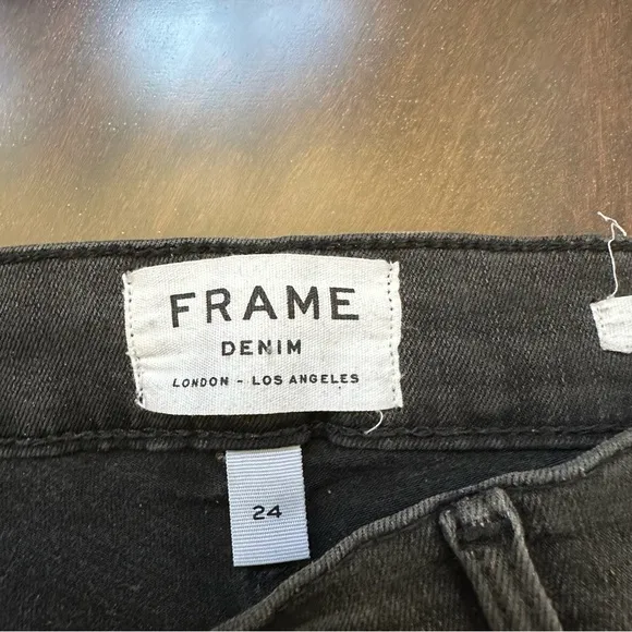 FRAME DENIM Le High SkinnyBlack/Gray Denim Raw Hem
