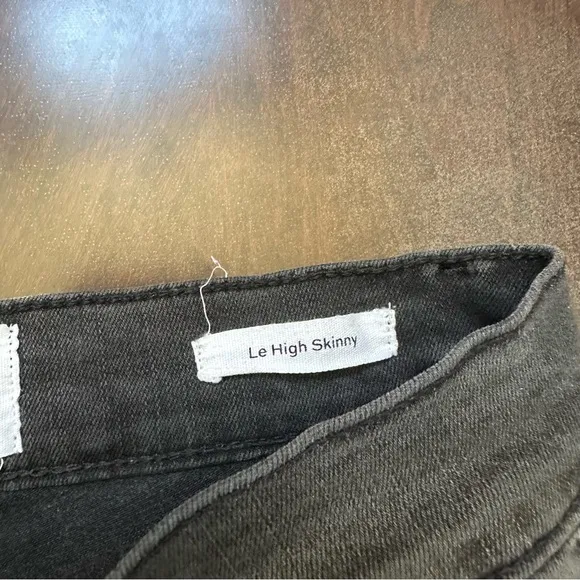 FRAME DENIM Le High SkinnyBlack/Gray Denim Raw Hem