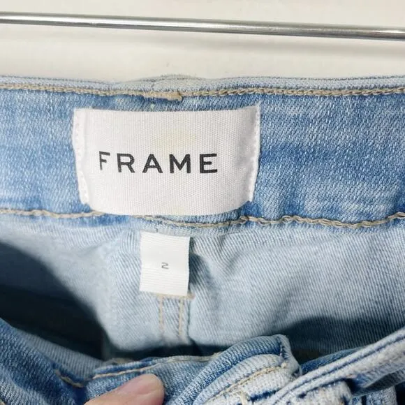 FRAME Le One High Rise Super Stretch Skinny Jeans Caspio Light Wash Size 2