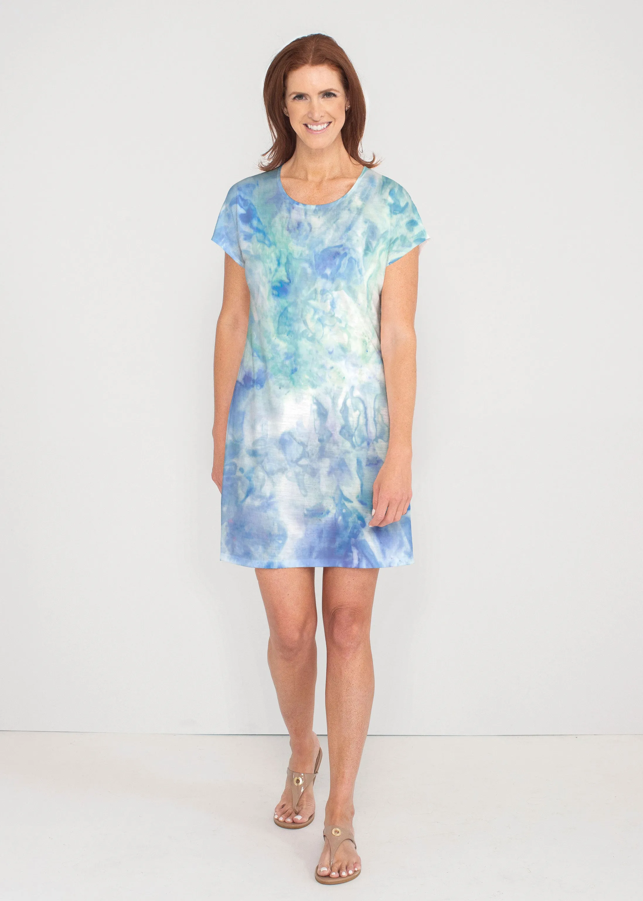 Francesca (16249) ~ French Terry Short Sleeve Crew Dress