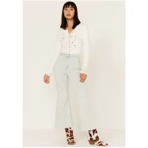 FREE PEOPLE NWT Light Wash High Rise Youthquake Cropped Flare Jeans Size 30