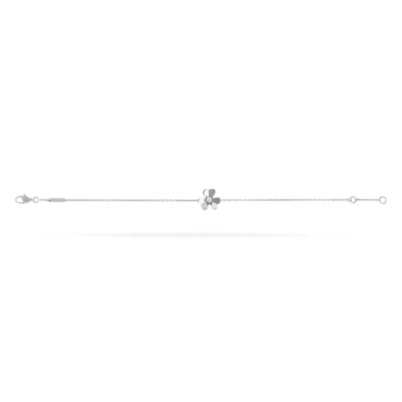 Frivole Clover White Gold-Plated Mirror-Polished Chain Bracelet