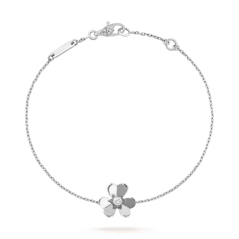 Frivole Clover White Gold-Plated Mirror-Polished Chain Bracelet