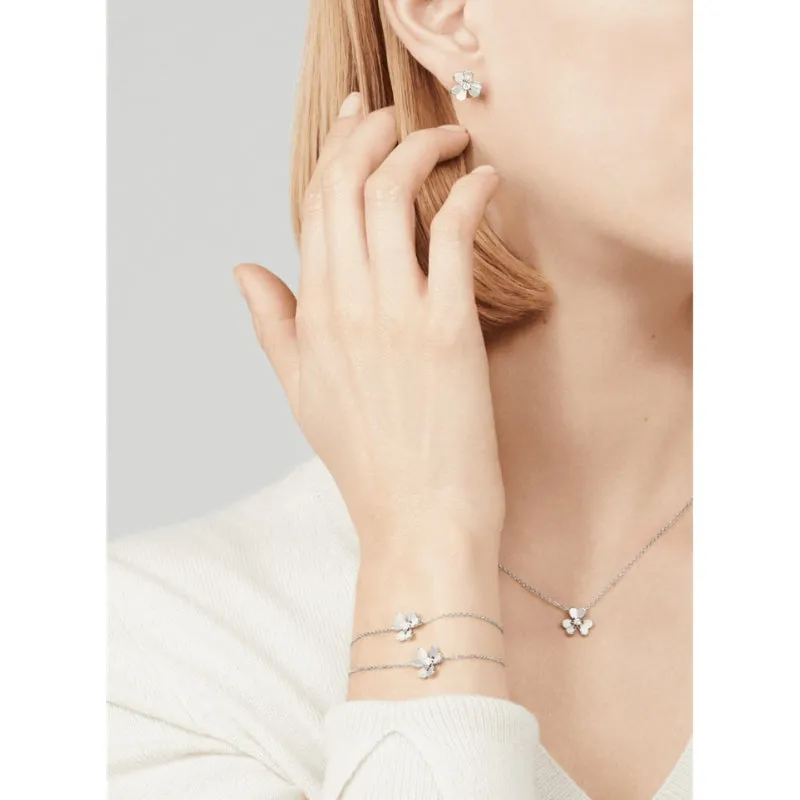 Frivole Clover White Gold-Plated Mirror-Polished Chain Bracelet