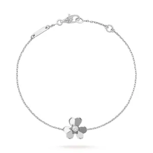 Frivole Clover White Gold-Plated Mirror-Polished Chain Bracelet