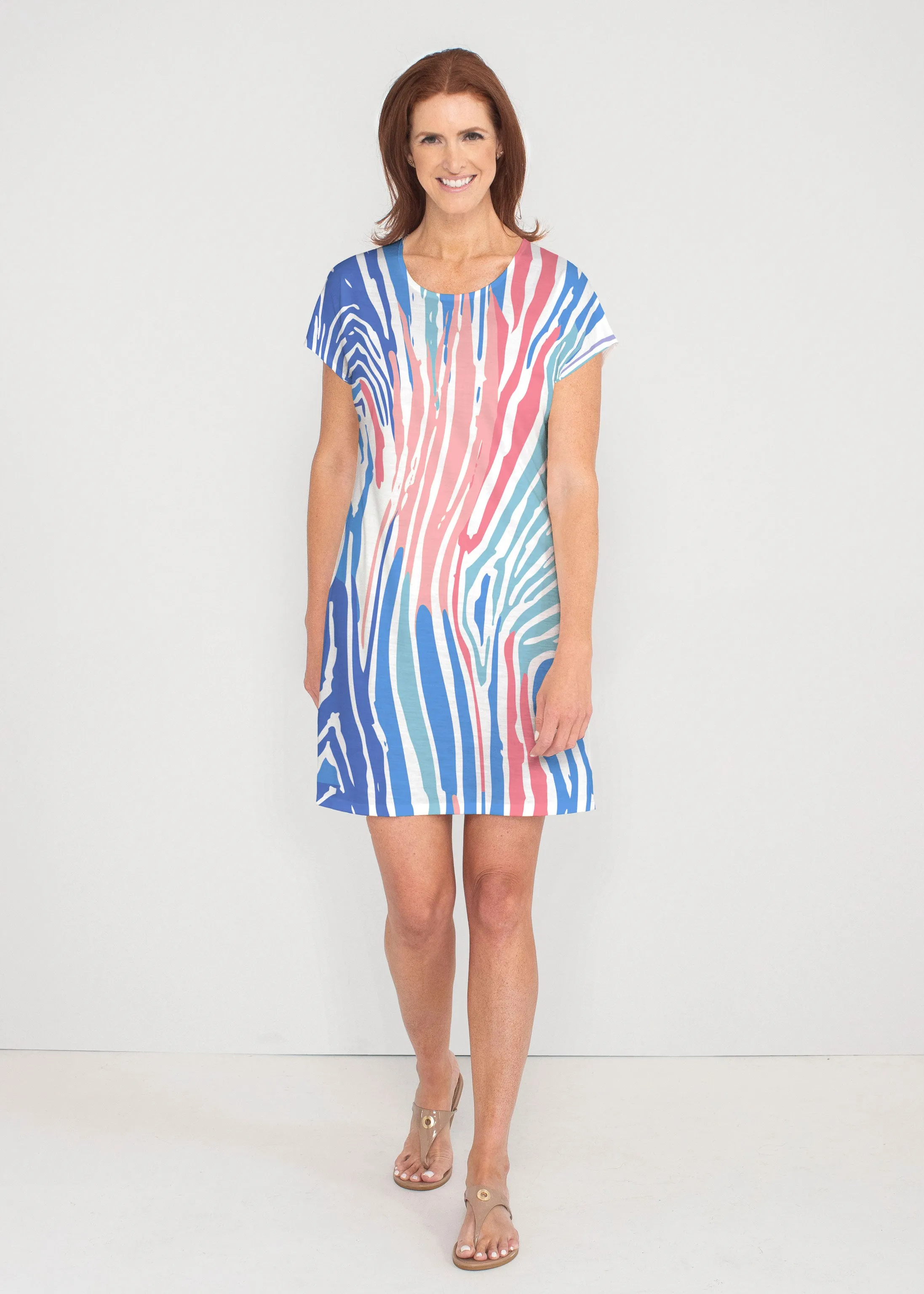 Fruity Stripes (14272) ~ French Terry Short Sleeve Crew Dress