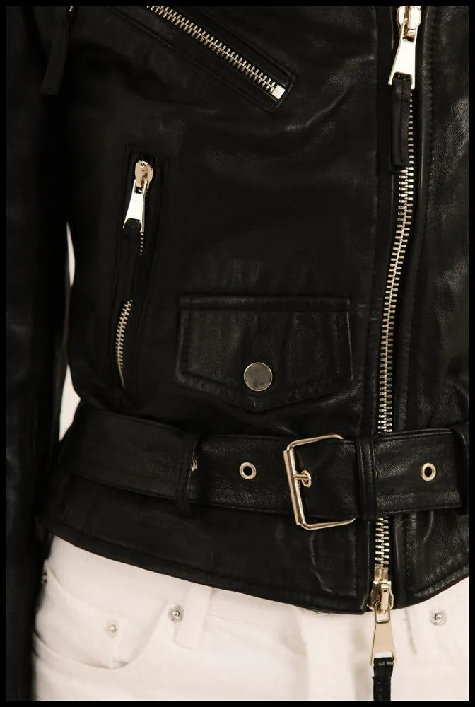 Genuine Leather Belt Biker Jacket