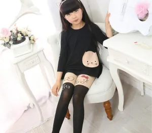 Girl's Kids Splice Thick Baby Devil Cat Elastic Waist Tight Cotton Velvet Stocking Knitted Stitching Pantyhose T0192