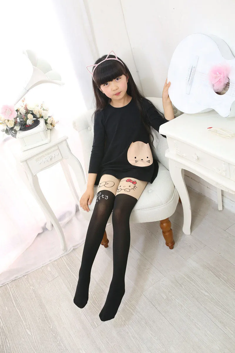 Girl's Kids Splice Thick Baby Devil Cat Elastic Waist Tight Cotton Velvet Stocking Knitted Stitching Pantyhose T0192