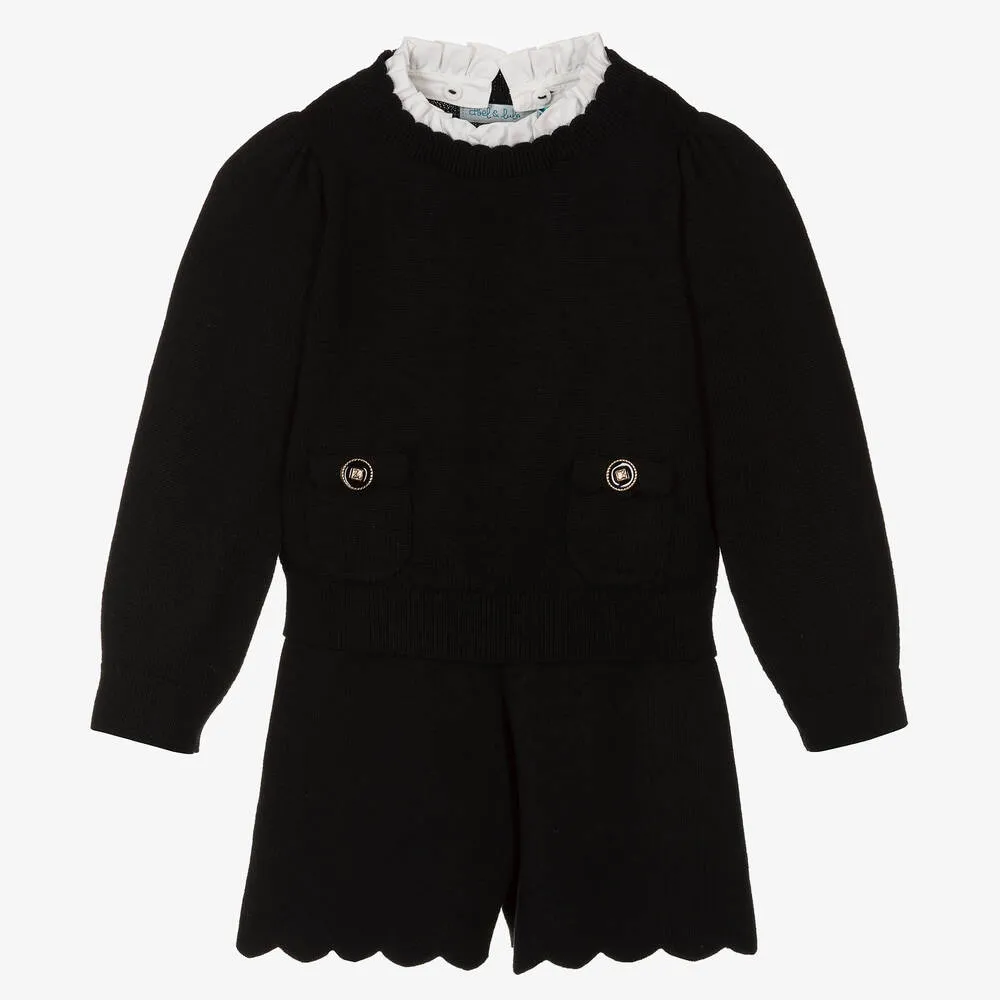 Girls Knit Sweater & Shorts Set