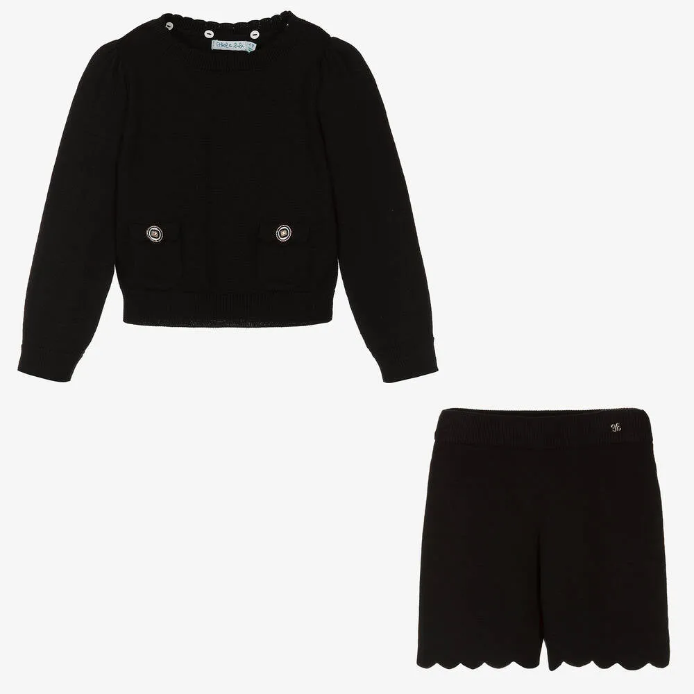 Girls Knit Sweater & Shorts Set