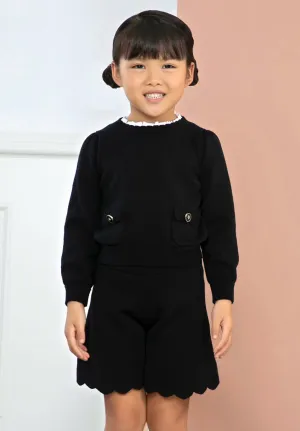 Girls Knit Sweater & Shorts Set