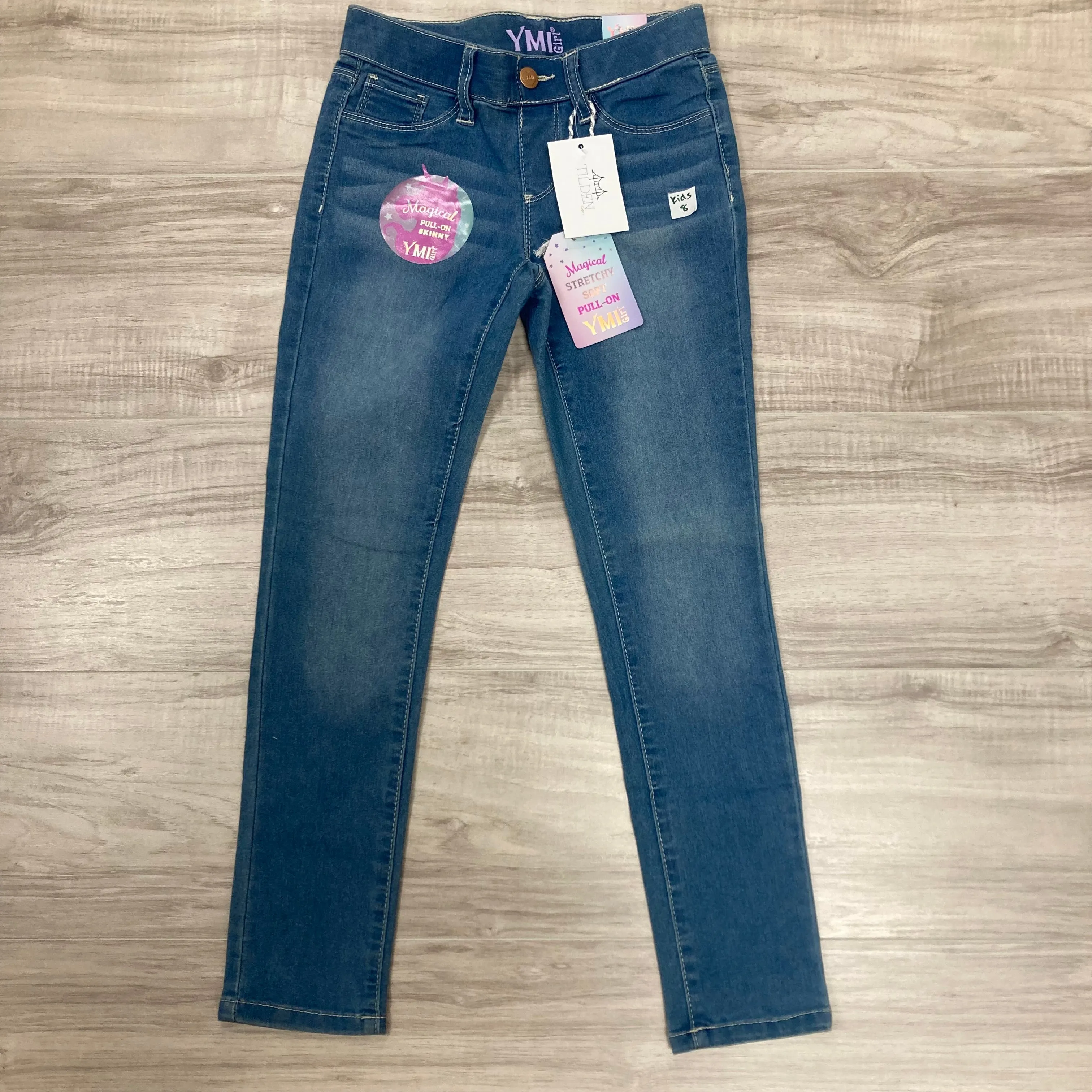 Girls Pull On Skinny Jeans - Medium Light Wash