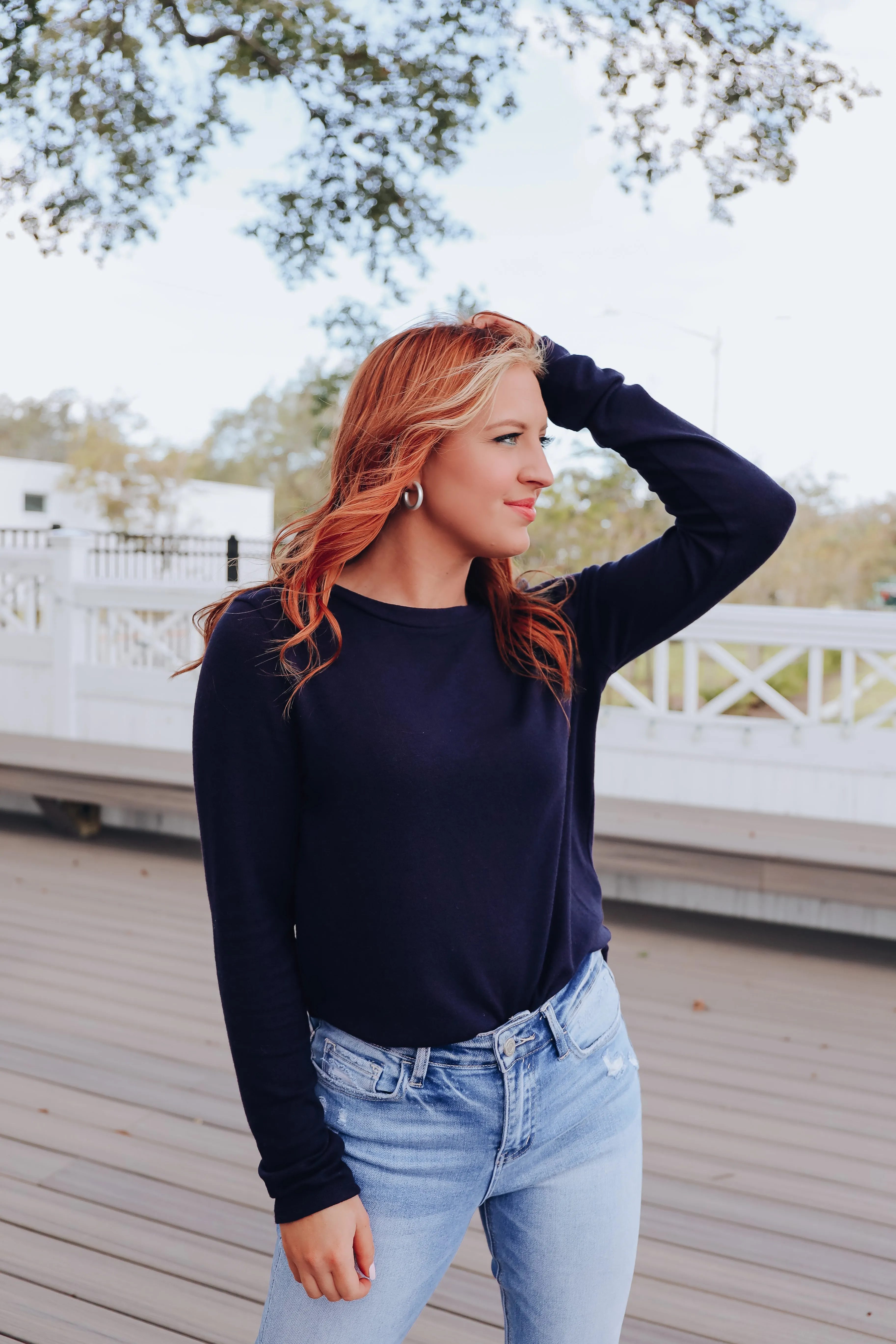 Go-To-Style Solid Knit Top - Navy