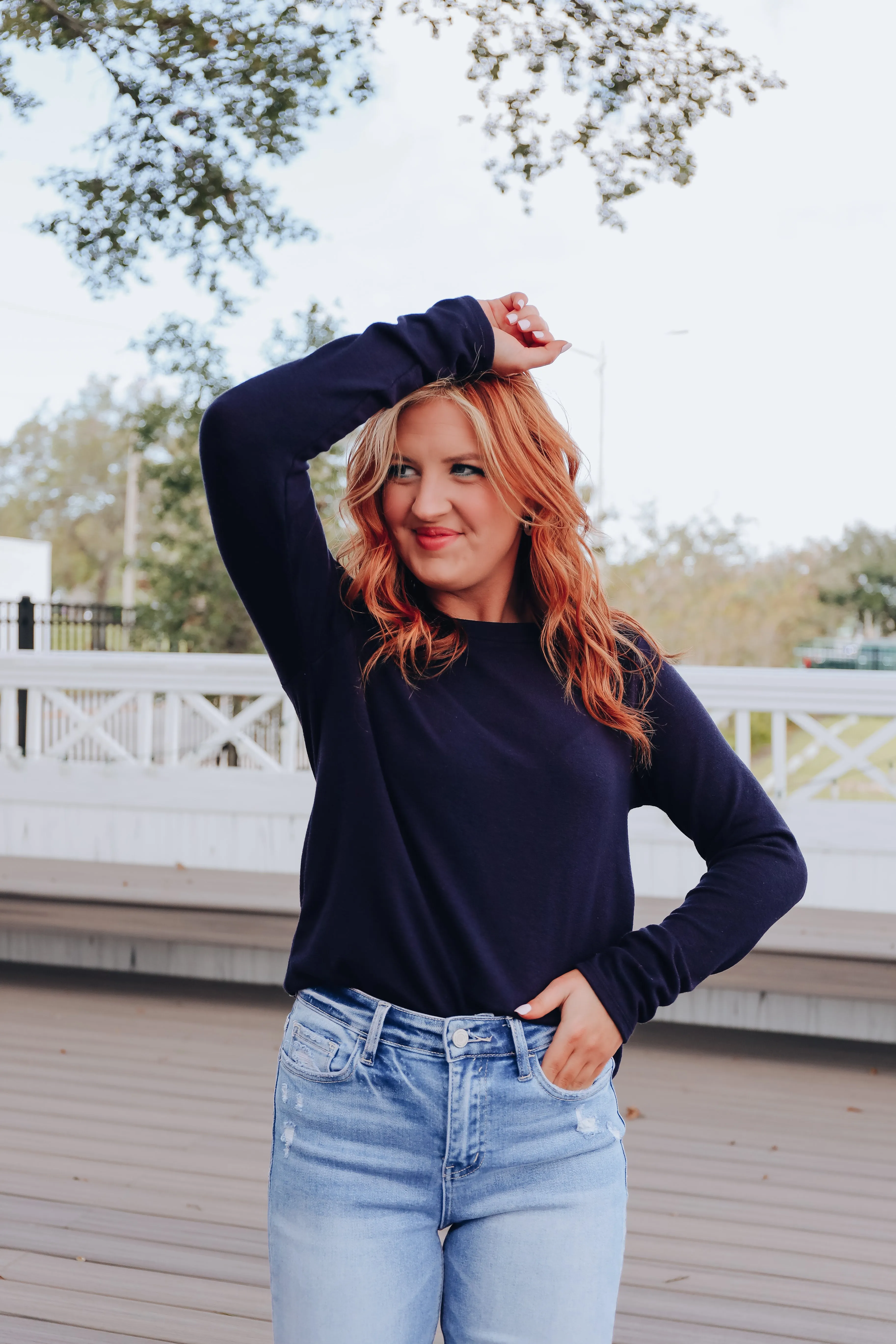 Go-To-Style Solid Knit Top - Navy