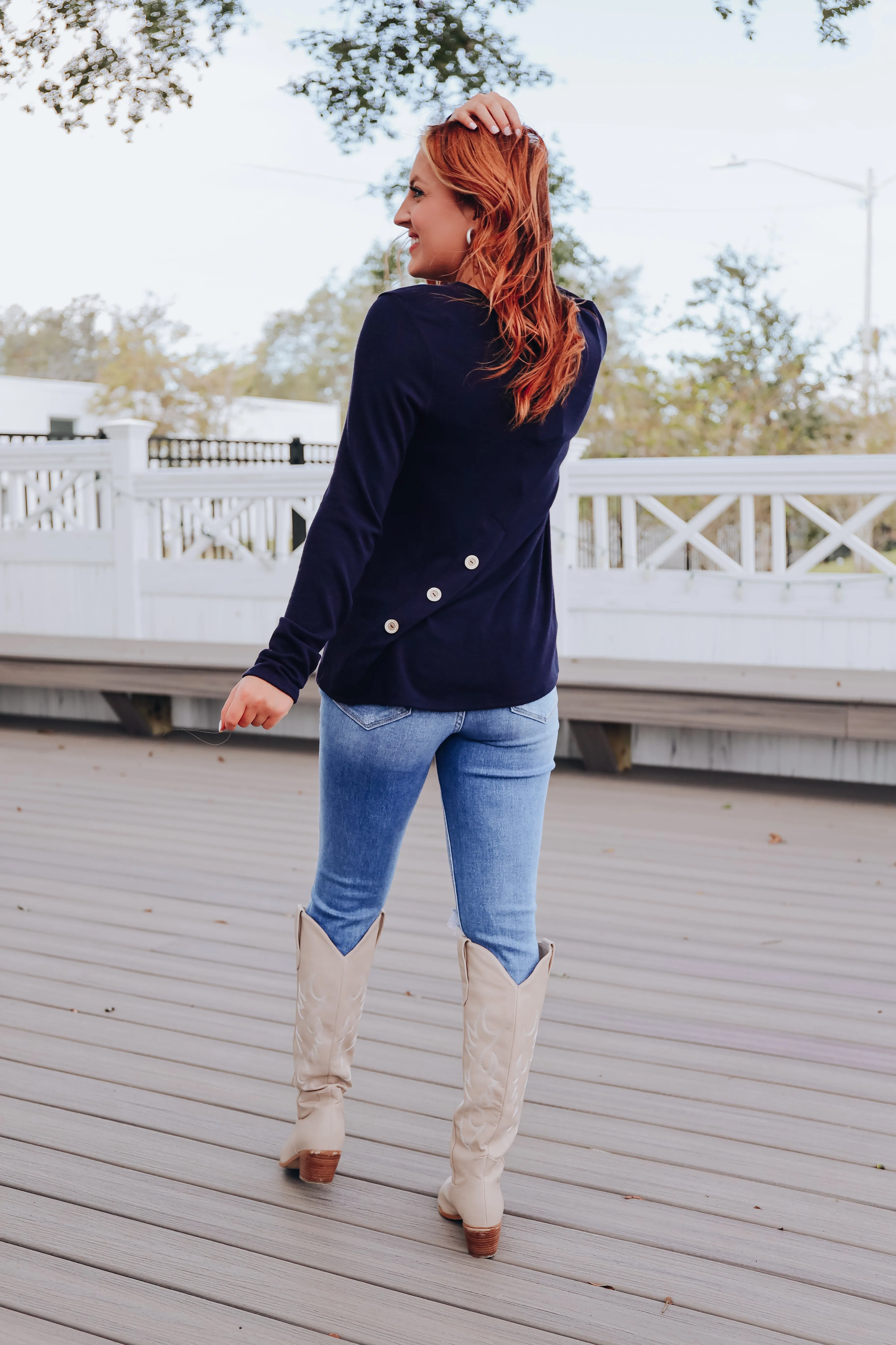 Go-To-Style Solid Knit Top - Navy