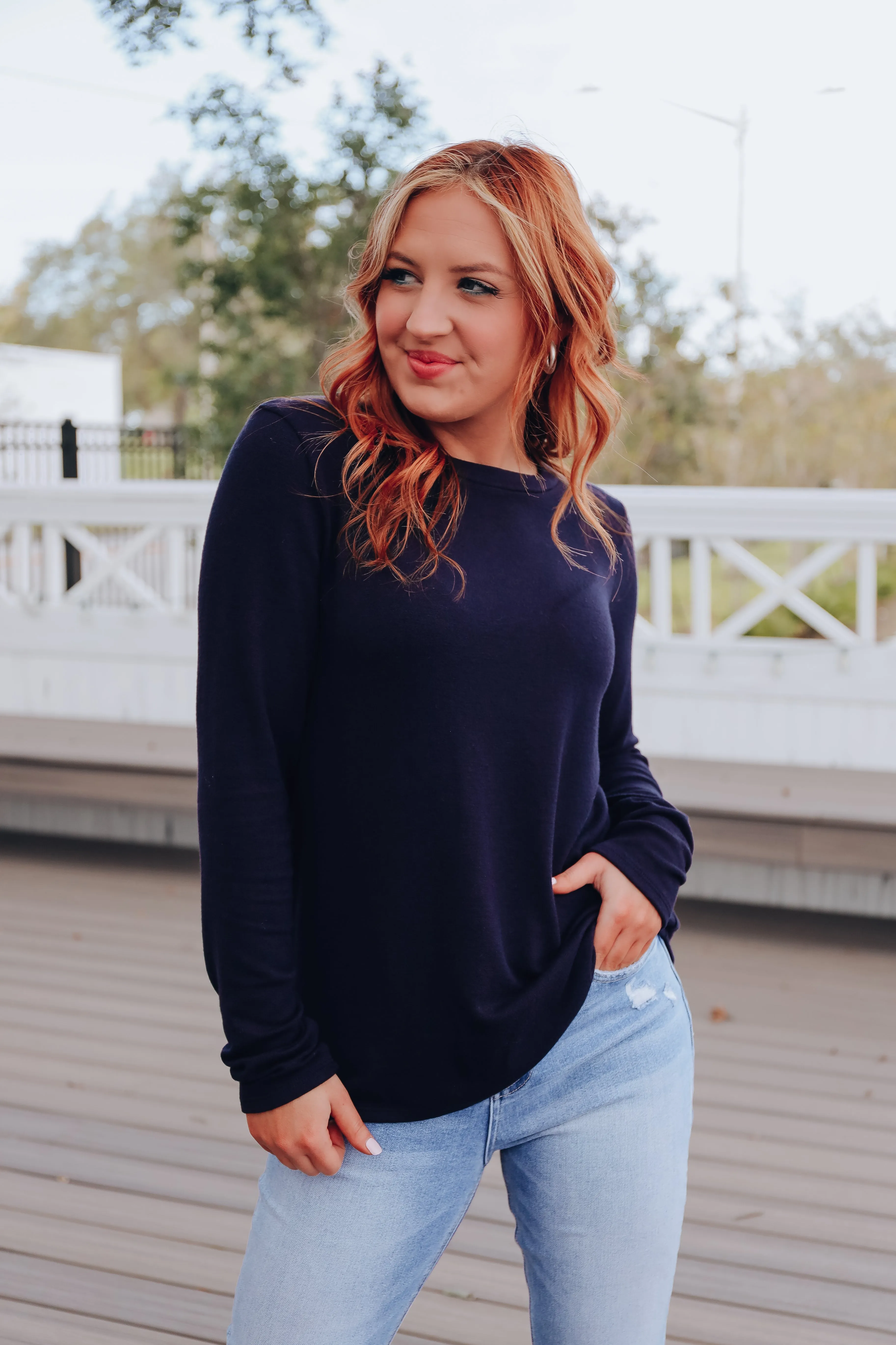 Go-To-Style Solid Knit Top - Navy