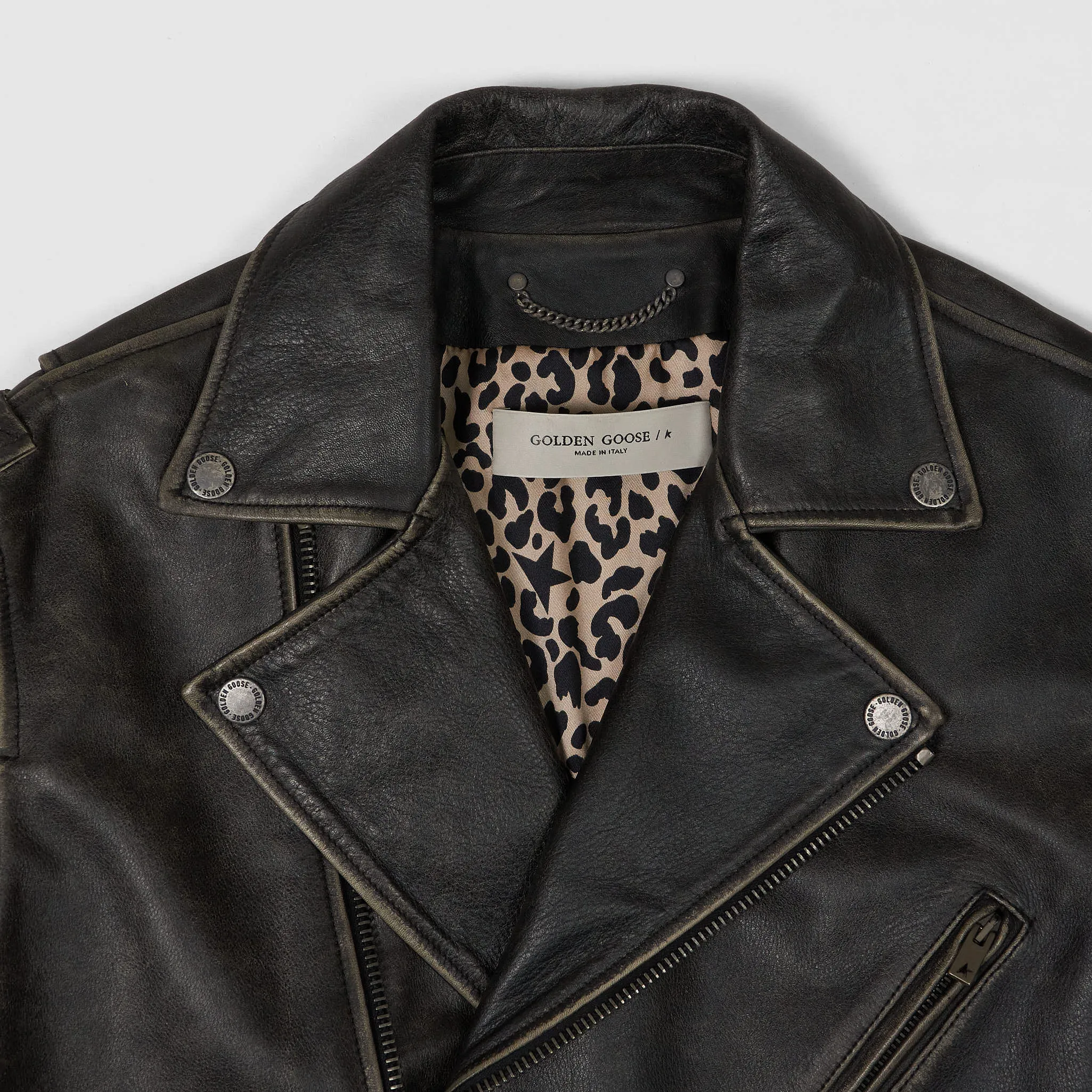 Golden Goose Distressed Bull Leather Jacket  Ladies/ Men