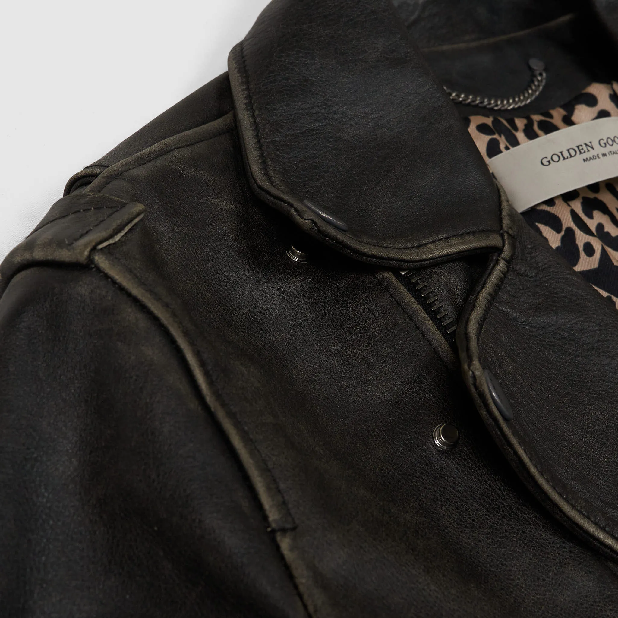 Golden Goose Distressed Bull Leather Jacket  Ladies/ Men