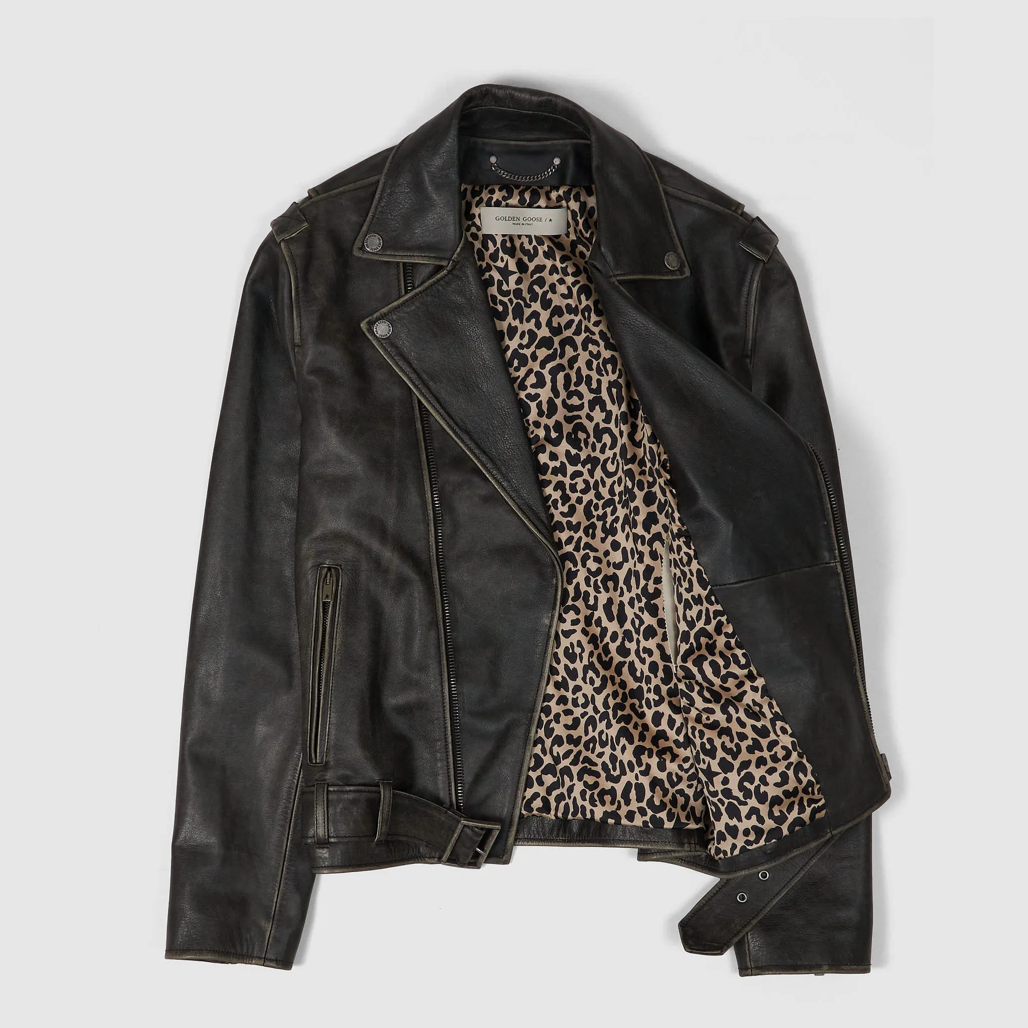 Golden Goose Distressed Bull Leather Jacket  Ladies/ Men