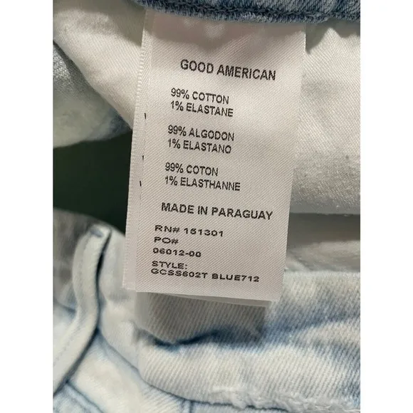 Good American Good Classic Side Slit Hi Rise Light Wash Jeans Size 18 $169