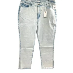 Good American Good Classic Side Slit Hi Rise Light Wash Jeans Size 18 $169