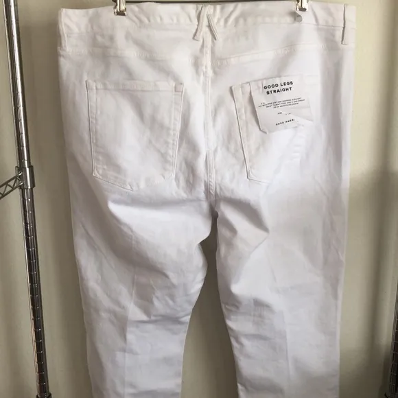 Good American White Good Legs Straight Jeans High Rise